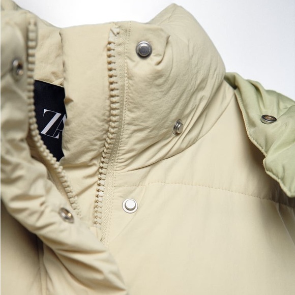 Zara Olive Green Water Repellent Puffer Jacket - Picture 5 of 7